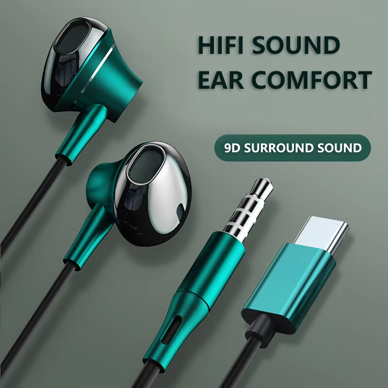 Wired Earphone Mic - 9D Bass Stereo Type C and
