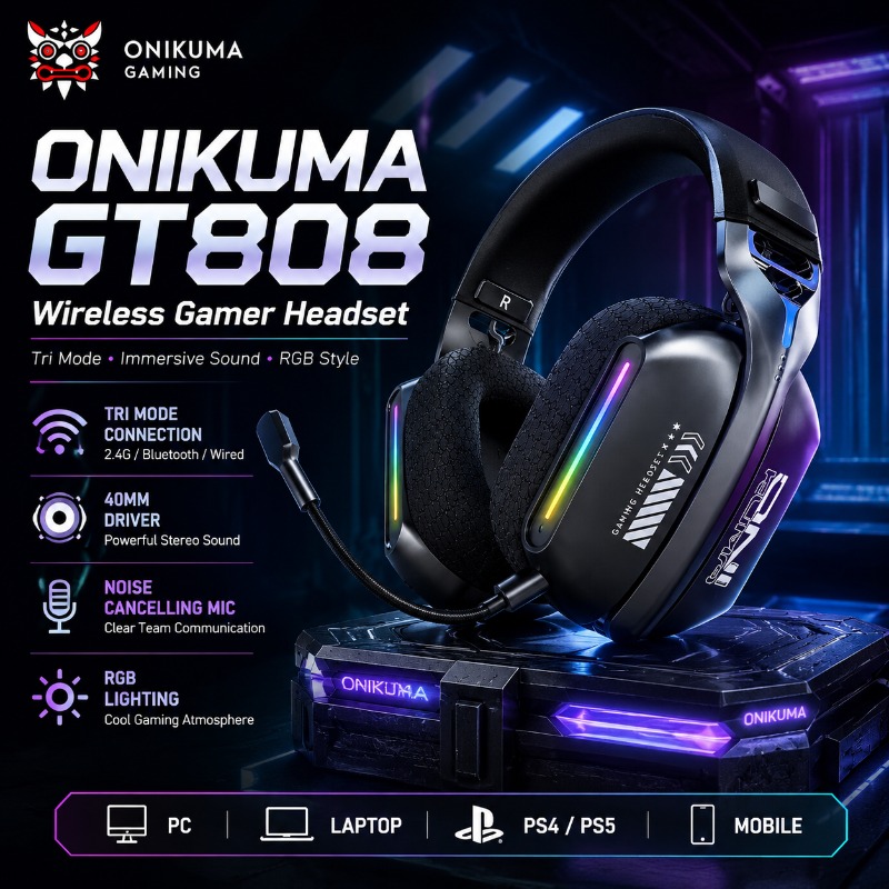 ONIKUMA GT808 Wireless Gaming  - Gaming Headset Rgb 评论和价格