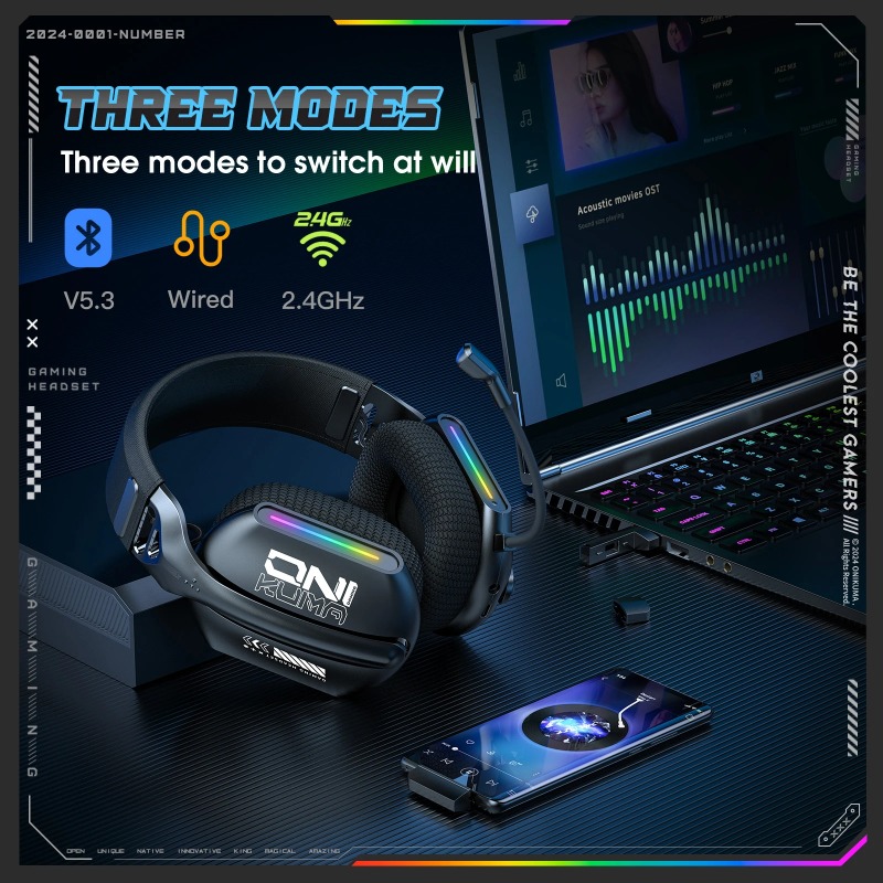 ONIKUMA GT808 Wireless Gaming  - Gaming Headset Rgb 评论和价格