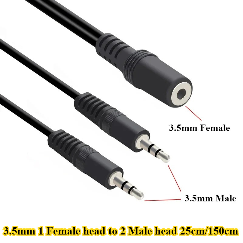 2/5Pcs/lot 3.5mm 1 to 2 Audio  - Earphone Splitter Jack 评论和价格
