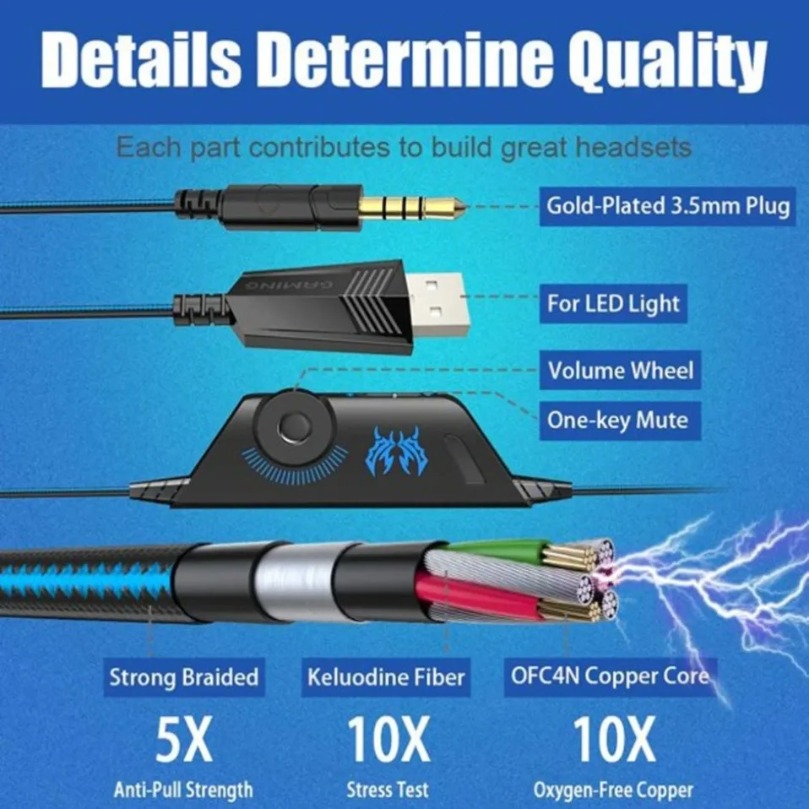 Gaming Headset Deep Bass Stere - Wired Earphone Mic 评论和价格