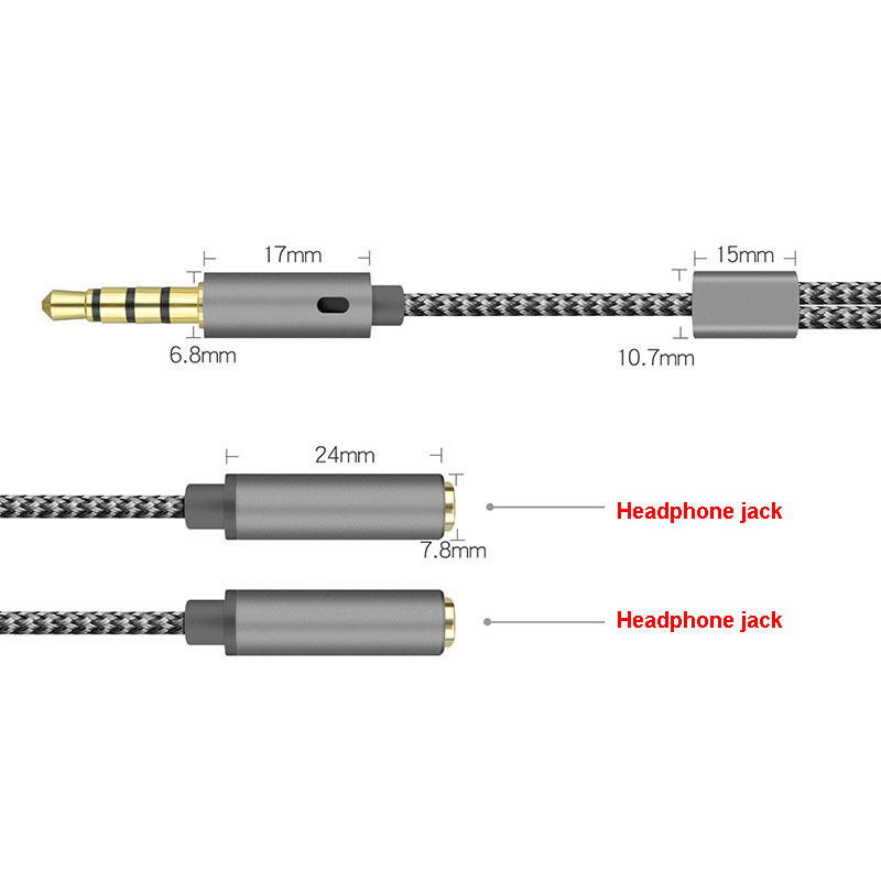 Braided 3.5mm Audio Splitter C - Earphone Splitter Jack 评论和价格